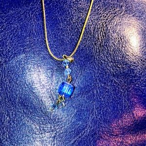 Silver necklace blue beaded chain